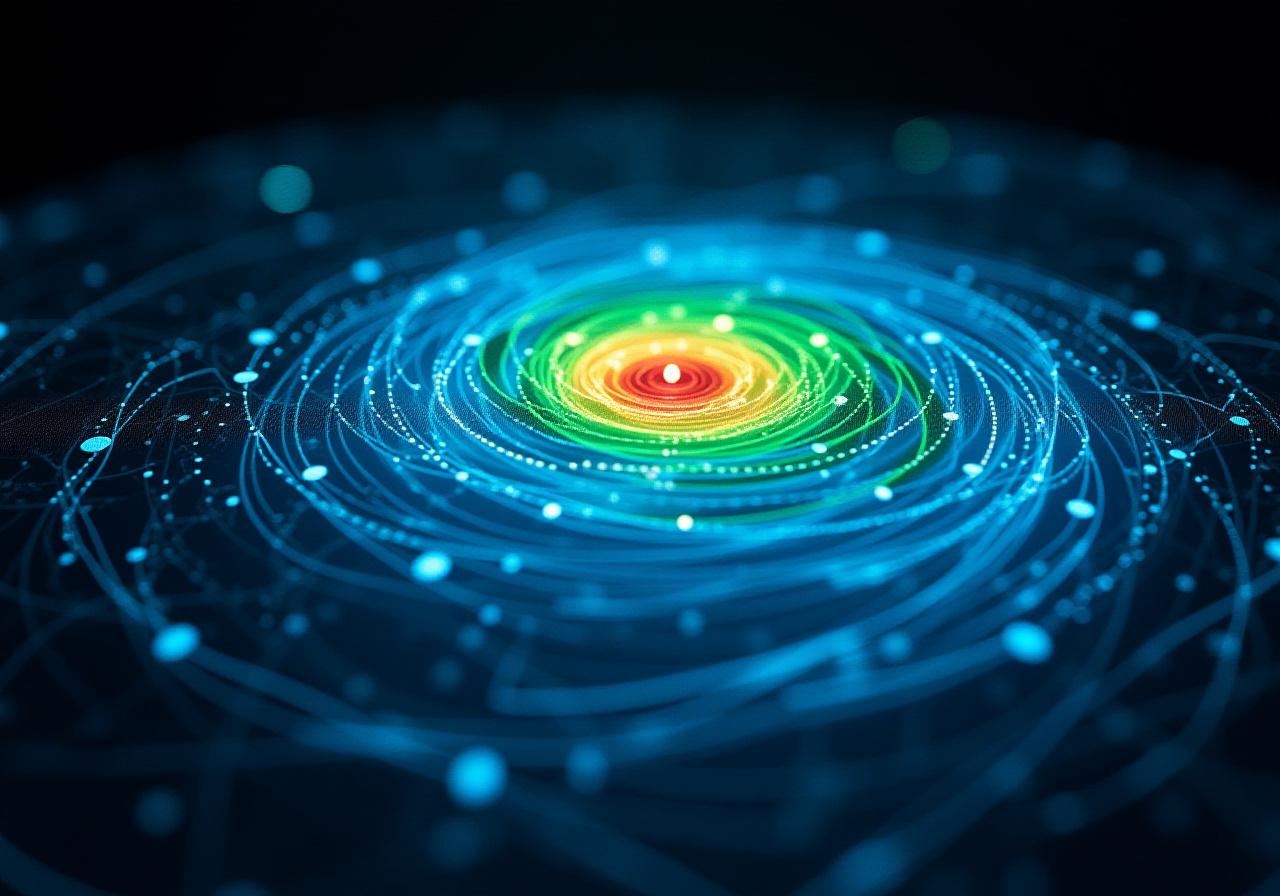 High-contrast weather radar visualization with atmospheric currents